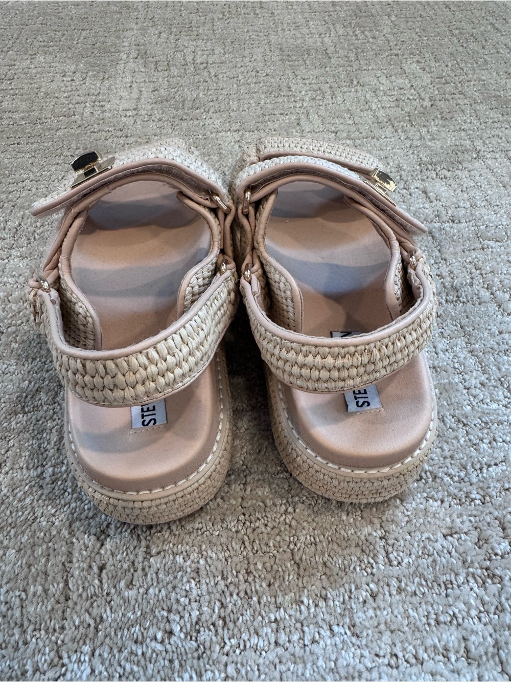 Steve Madden Beige Woven Platform Sandals - Picture 3 of 5